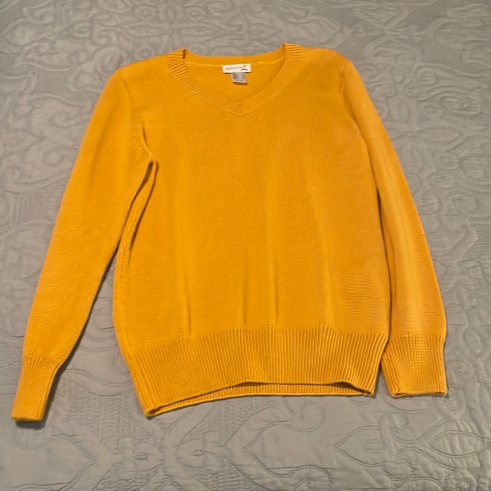 Collection L US 8 Mustard Ribbed Knit Mediumweight Pullover Sweater